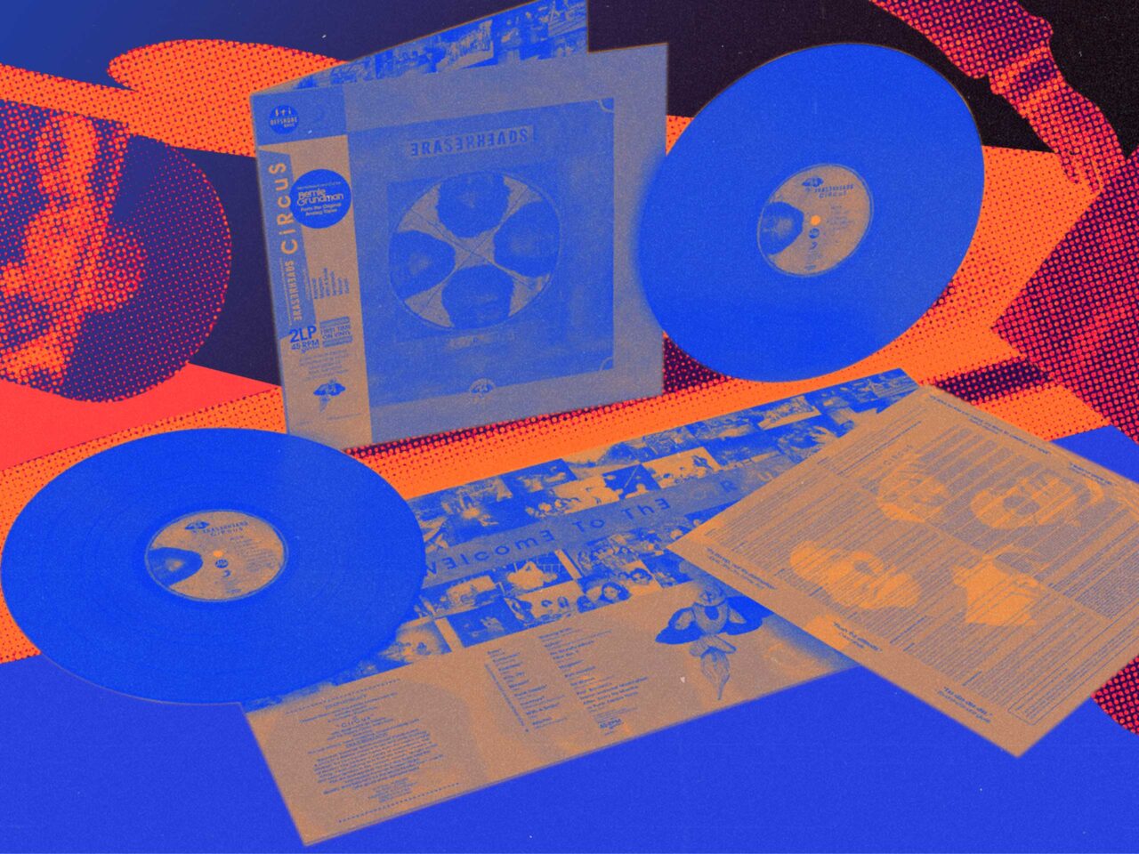 Collage of Vinyl records by Eraserheads, Reese Lansangan, and Barbie Almalbis