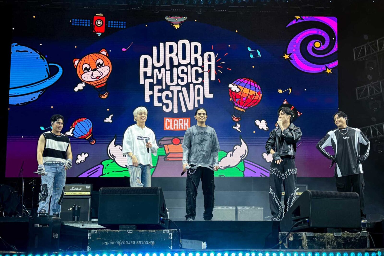 SB19 performing at the Clark Aurora Music Festival 2024.