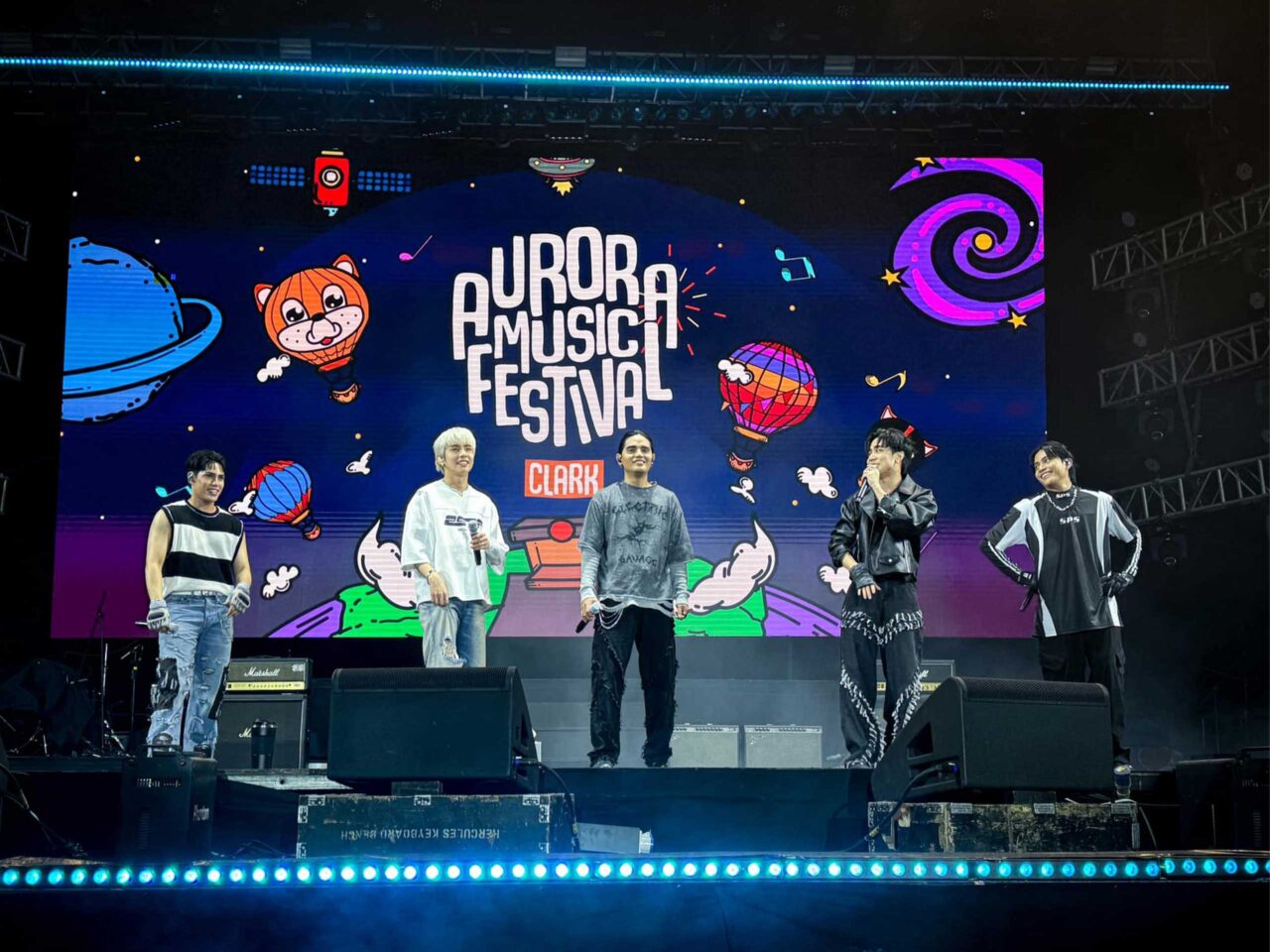 SB19 performing at the Clark Aurora Music Festival 2024.