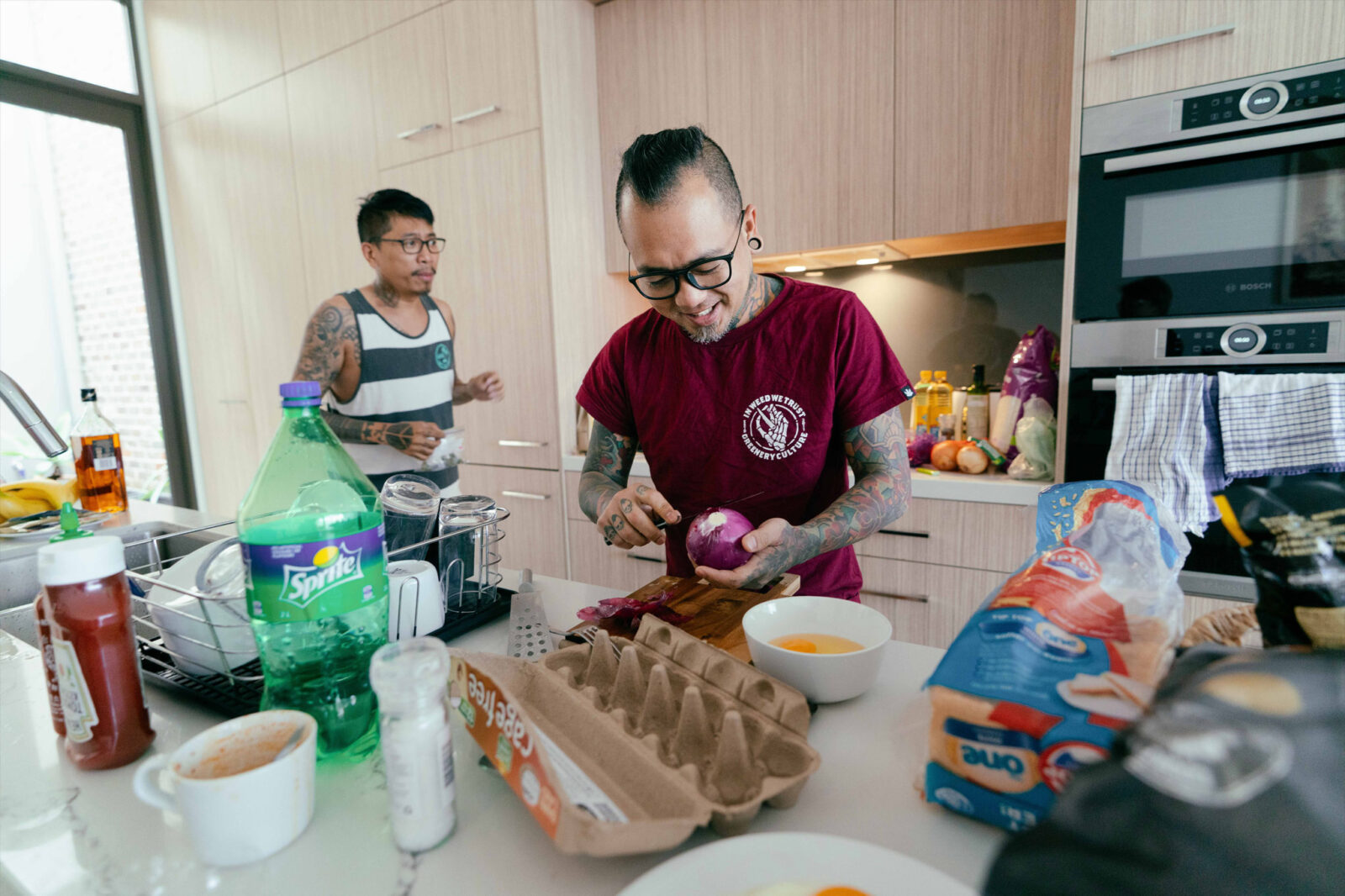Puto Astete and Jay Contreras of Kamikazee in Sydney photographed by Niña Sandejas