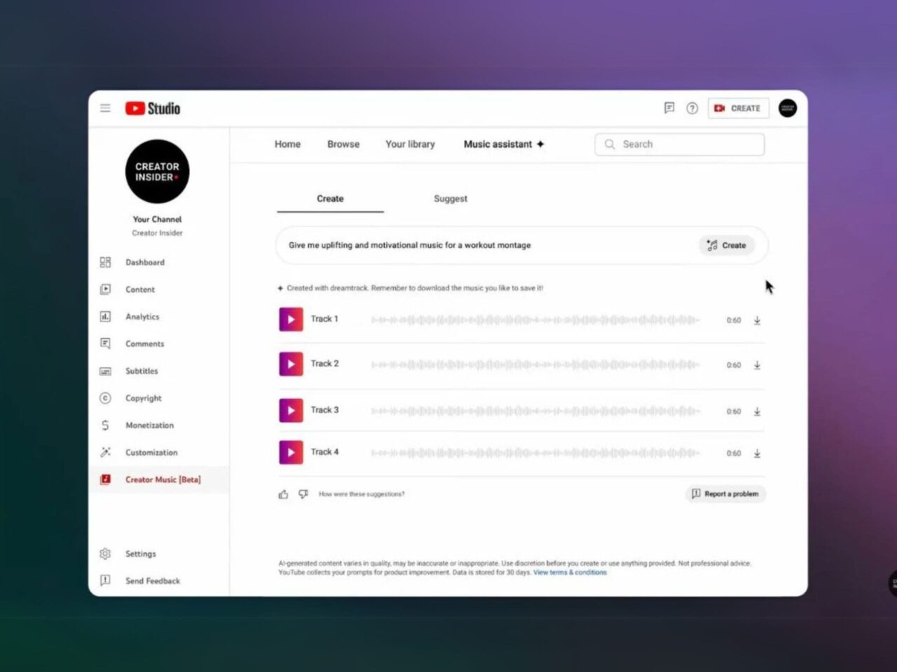 youtube ai music tool