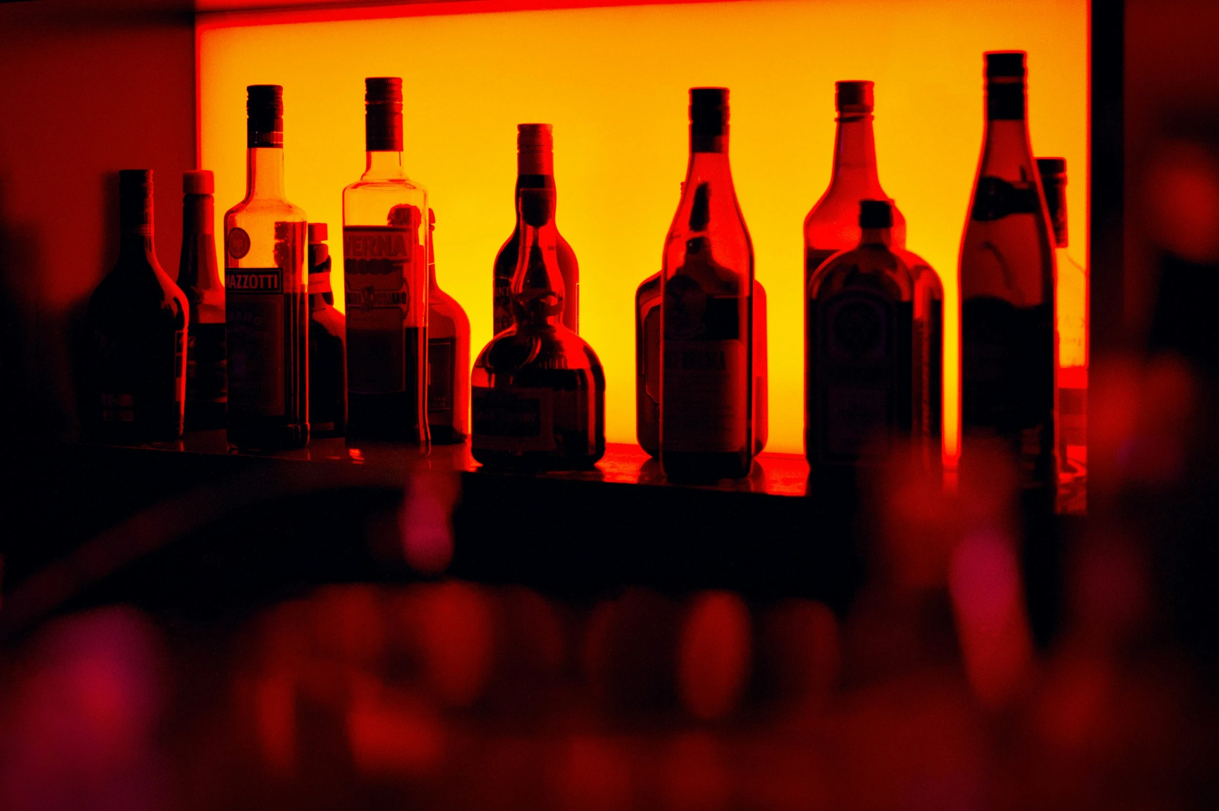 Bar with liquor bottles