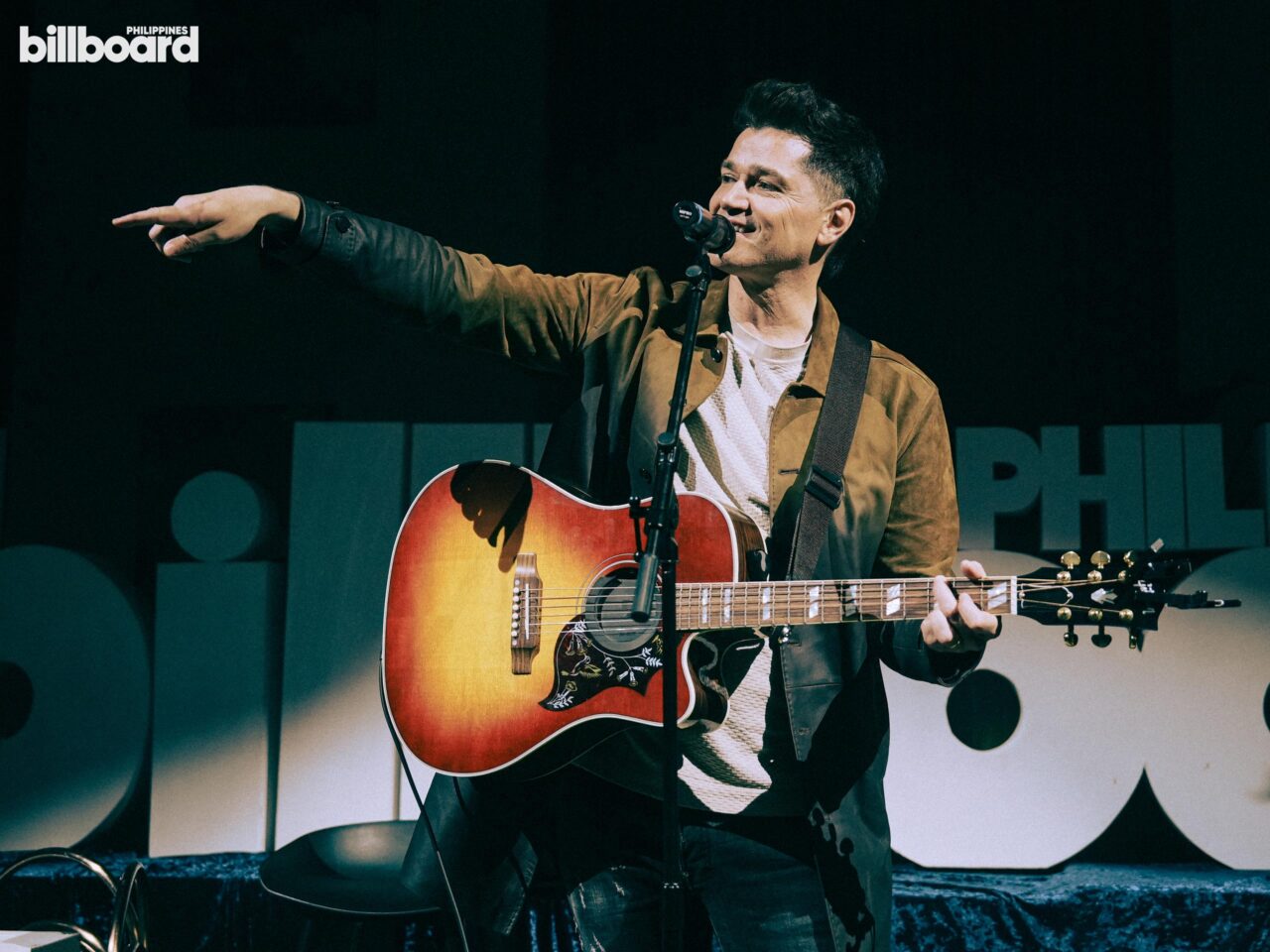 The Script's Danny O'Donoghue with an acoustic guitar