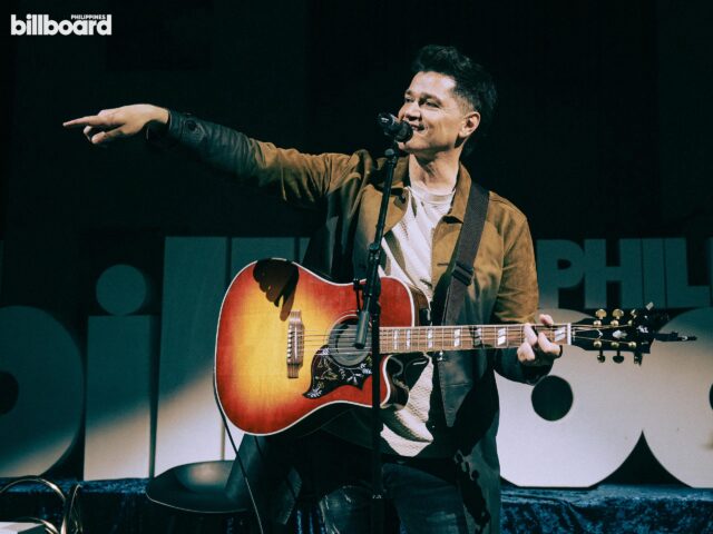 The Script's Danny O'Donoghue with an acoustic guitar